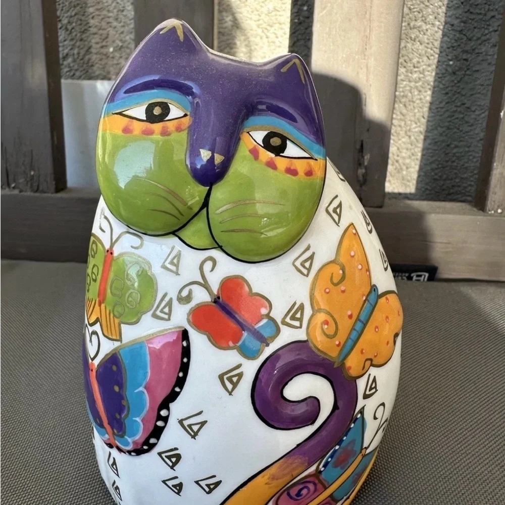 Colorful Ceramic Cat Canister and Black Cat Cookie Jar - Multicolor and Black